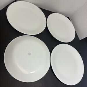 4 Corelle Dinner Plates 10.25” All White USA Chip Break Resistant Winter Frost